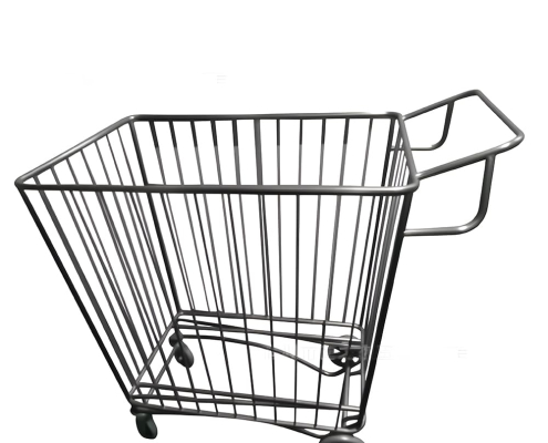 metal wire & tube retail display trolley custom welded wire basket cart with casters