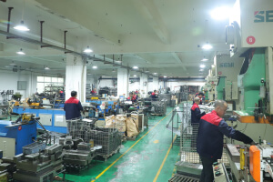 Yizhijie first floor workshop with stamping press machines and tube bending equipment for metal hardware production