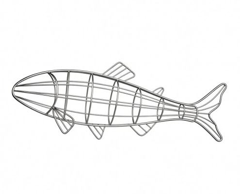 Custom welded stainless steel wire fish skeleton frame, custom metal wire bending fabrication